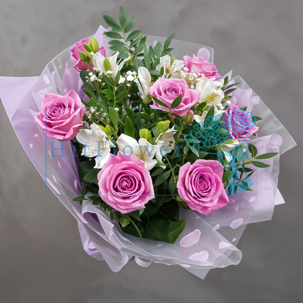 Букет цветов Мечты в розовом Букет цветов из: Розы и Альстромерии